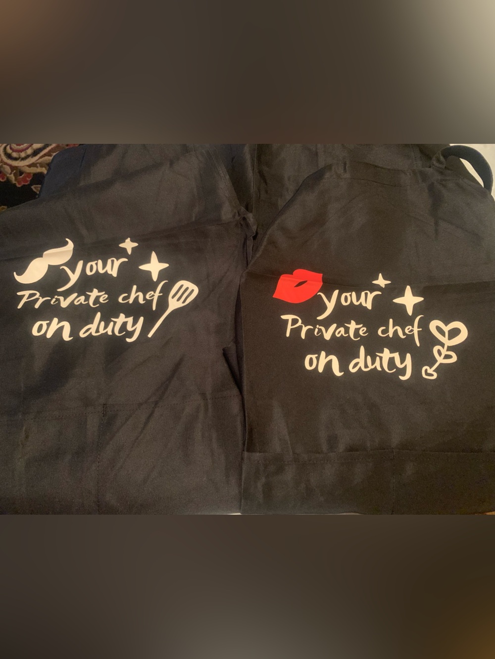 Your Private Chef On Duty  Black Graphic Apron Top for him and her!